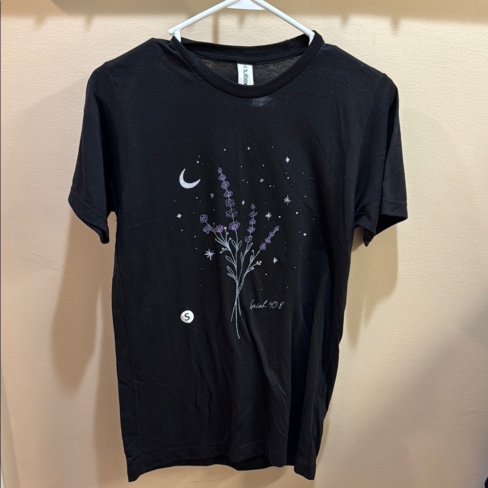 Black Shirt with Lavender Design